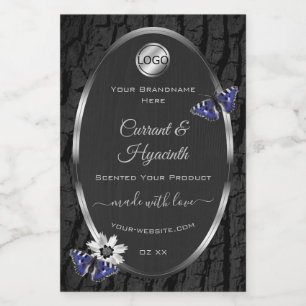 Zwarte Boomstam Zilveren Frame Productlabels Logo Voedselcontainer Etiket