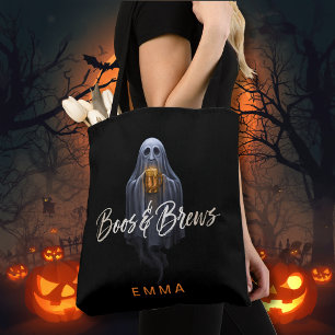Zwarte Boos & Brews Geest Halloween Draagtas