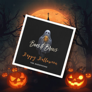 Zwarte Boos & Brews Geest Halloween Servet