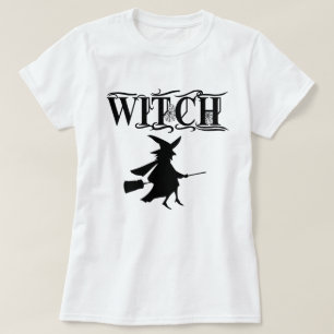 Zwarte Boosaardige Vliegende Heks Halloween T-shirt