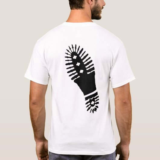 Zwarte Bootprint (backdesign) T-Shirt (Achterkant)