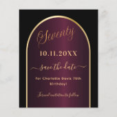 Zwarte bordeaux budget 70ste verjaardag save the d flyer (Voorkant)