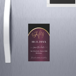 Zwarte bordeauxrode 50e verjaardag Save the Date m