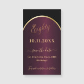 Zwarte bordeauxrode 80e verjaardag Save the Date m (Voorkant)