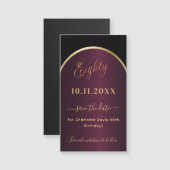 Zwarte bordeauxrode 80e verjaardag Save the Date m (Voorkant / Achterkant)