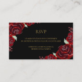 Zwarte bordeauxrode quinceañera RSVP-kaart Informatiekaartje (Voorkant)