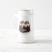 Zwarte boscake cartoon illustratie bierpul (Voorkant links)