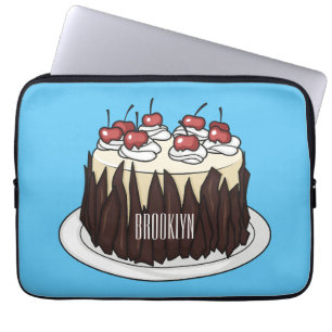 Zwarte boscake cartoon illustratie laptop sleeve