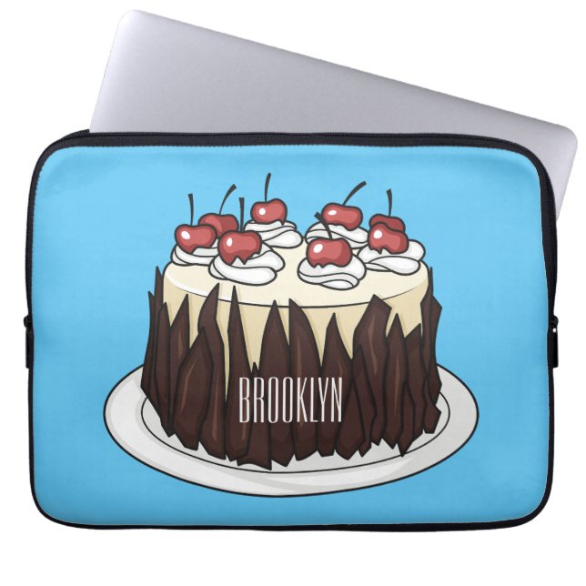 Zwarte boscake cartoon illustratie laptop sleeve (Voorkant)