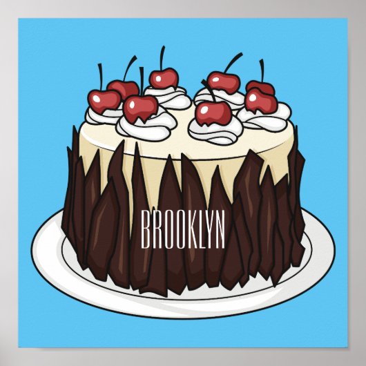 Zwarte boscake cartoon illustratie poster (Voorkant)