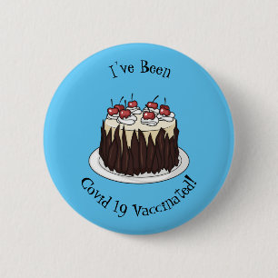 Zwarte boscake cartoon illustratie ronde button 5,7 cm