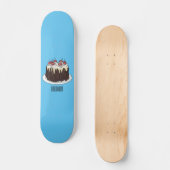 Zwarte boscake cartoon illustratie skateboard (Voorkant)