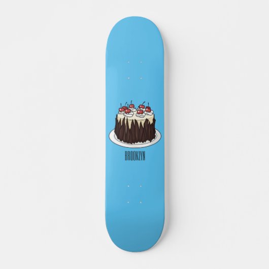 Zwarte boscake cartoon illustratie skateboard (Voorkant)