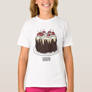 Zwarte boscake cartoon illustratie t-shirt
