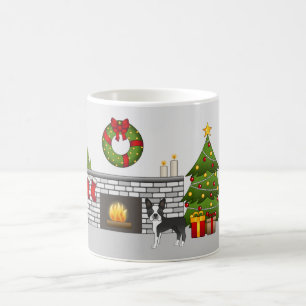 Zwarte Boston Terrier in een feestelijke kerstkame Koffiemok