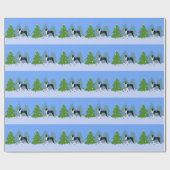 Zwarte Boston Terrier in kerstbos Cadeaupapier (Vlak)