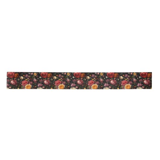 Zwarte Botanische Bloemen Moody Barok Antiek Neder Lint (Voorkant)