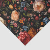 Zwarte Botanische Bloemen Moody Barok Antiek Neder Tissuepapier (Detail)