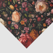 Zwarte Botanische Bloemen Moody Barok Antiek Neder Tissuepapier (Detail)