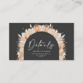 zwarte botanische elegant pampas bruiloft informatiekaartje (Voorkant)