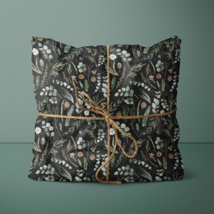 Zwarte botanische elegante moderne cadeauomslag tissuepapier