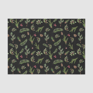 Zwarte botanische elegante moderne cadeauomslag tissuepapier