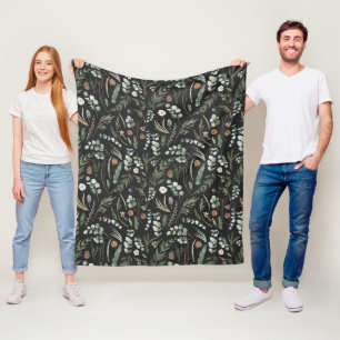 Zwarte botanische elegante moderne familie gift fleece deken