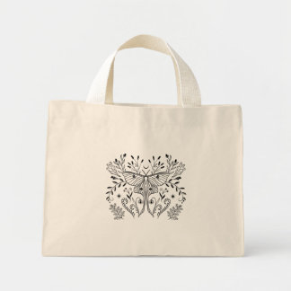 Zwarte Botanische Illustratie van de Maanvlinder Mini Tote Bag