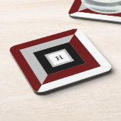 Zwarte, Bourgogne, grijze en witte geometrische vo Bier Onderzetter (Linkerzijde)