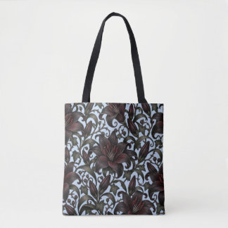 Zwarte Bourgondische Lelies – Gotische Botanische Draagtas