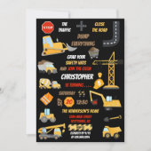 Zwarte Bouw Dump Truck Kids Verjaardagsfoto Kaart (Voorkant)