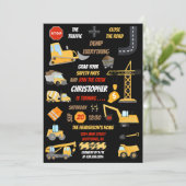 Zwarte Bouw Dump Truck Kids Verjaardagsfoto Kaart (Staand voorkant)