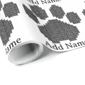 Zwarte Bouwstenen Hondenpoot Print Aangepaste Naam Cadeaupapier (Rol Hoek)