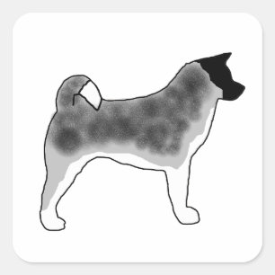 zwarte bovenlaag van akita vierkante sticker