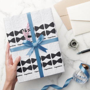 Zwarte Bow-Stropdassen op wit met verwisselbare be Cadeaupapier