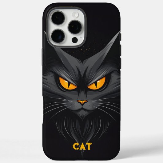 Zwarte boze kat gepersonaliseerd Case-Mate iPhone case (Achterkant)