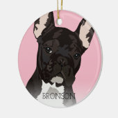 Zwarte Brindle Franse Bulldog Kerst Keramisch Ornament (Links)