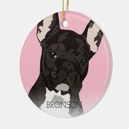 Zwarte Brindle Franse Bulldog Kerst Keramisch Ornament (Links)