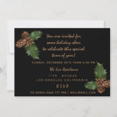 Zwarte Bronzen Kerstavond Eet Winterfeest Kaart (Achterkant)