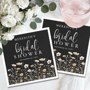Zwarte Bruids-Shower met Wilde Bloemen Servet