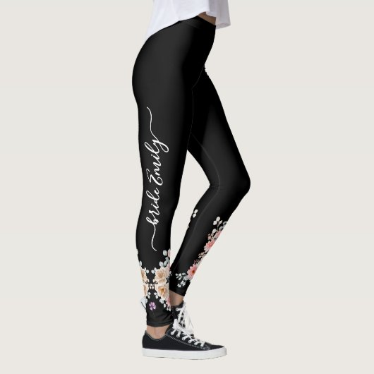 Zwarte bruidsbloem bruid & bruidsmeisjes leggings (Rechts)