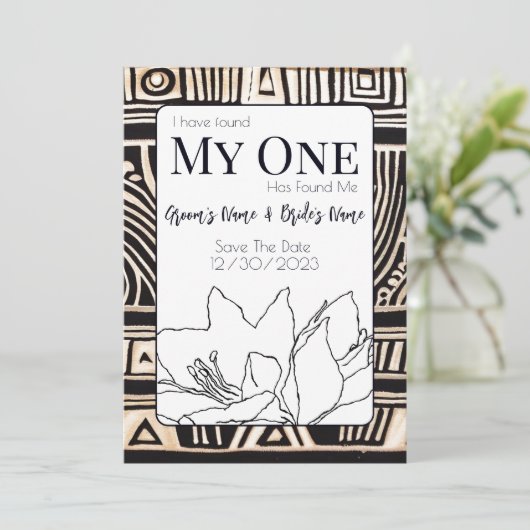 Zwarte bruiloft save the date (Staand voorkant)