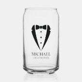 Zwarte bruiloft Tuxedo pak Gepersonaliseerde Groom Blikvorm Glas (Voorkant)
