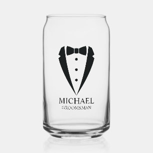 Zwarte bruiloft Tuxedo pak Gepersonaliseerde Groom Blikvorm Glas
