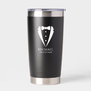 Zwarte bruiloft Tuxedo pak Gepersonaliseerde Groom Geïsoleerde Drinkbeker