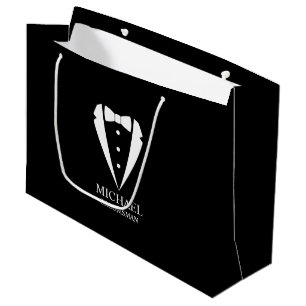 Zwarte bruiloft Tuxedo pak Gepersonaliseerde Groom Groot Cadeauzakje