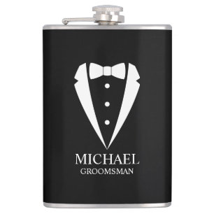Zwarte bruiloft Tuxedo pak Gepersonaliseerde Groom Heupfles