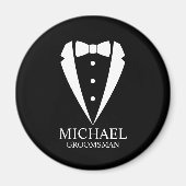 Zwarte bruiloft Tuxedo pak Gepersonaliseerde Groom Magneet (Voorkant)