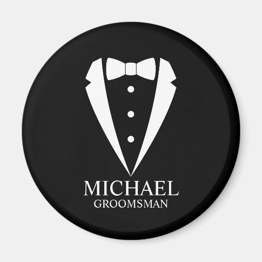 Zwarte bruiloft Tuxedo pak Gepersonaliseerde Groom Magneet (Voorkant)