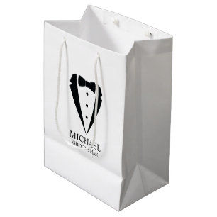 Zwarte bruiloft Tuxedo pak Gepersonaliseerde Groom Medium Cadeauzakje